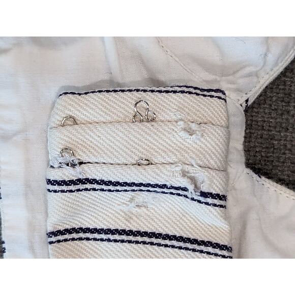 Adam Lippes Size 0 Beige Striped Denim Bralette Top V-neck 100% Cotton FLAWED - Picture 3 of 10